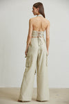 LINEN LOOK VEST CARGO 2PC SET