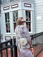 Smoke grey diagonal fur vest