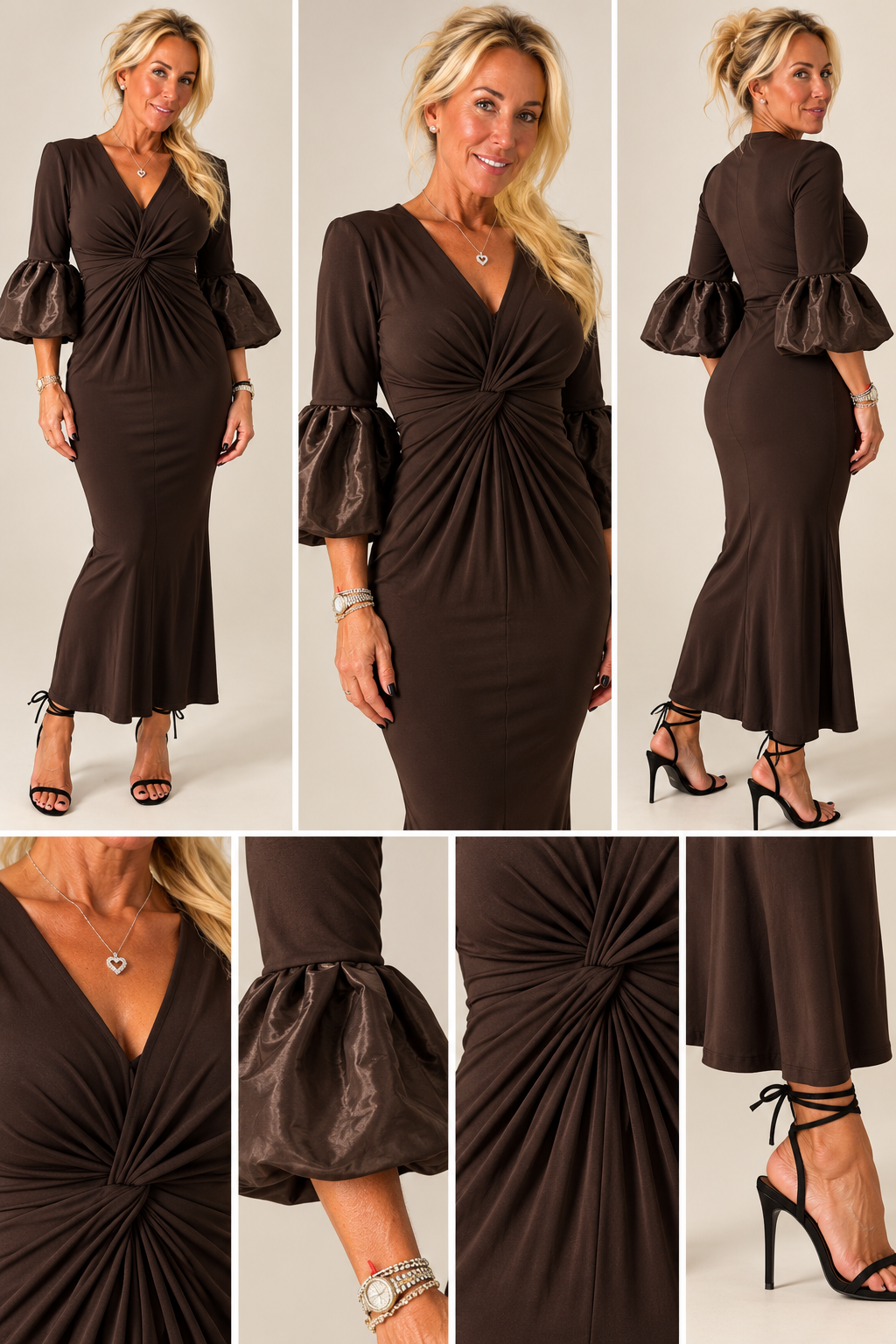 Chocolate brown dress lookbook