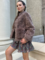 Brown teddy coat with fox fur pockets