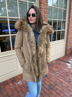 Parka with fox fur trim