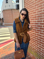 Braided Mink Vest Cognac