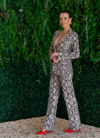 Animal Print Straight-Leg Pants