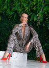 Animal Print Straight-Leg Pants
