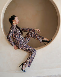 Leopard Print High-Waisted Wide-Leg Pants