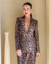 Leopard Print Tailored Blazer with Gold Button Closure