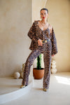 Leopard Print High-Waisted Wide-Leg Pants