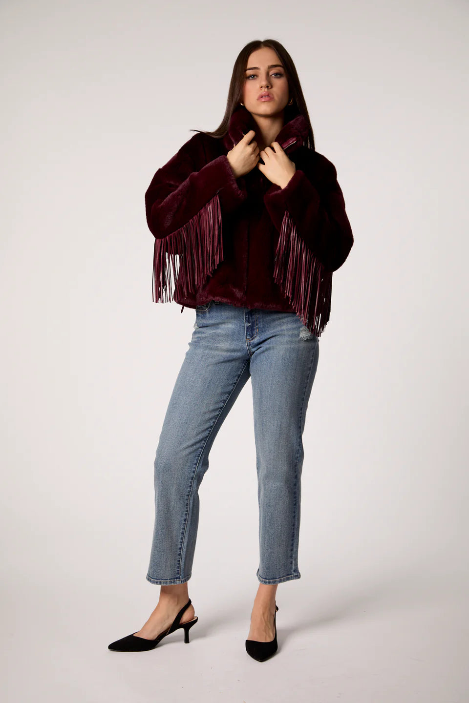 Dancing in the Moonlight Fringe Jacket – Midnight Merlot