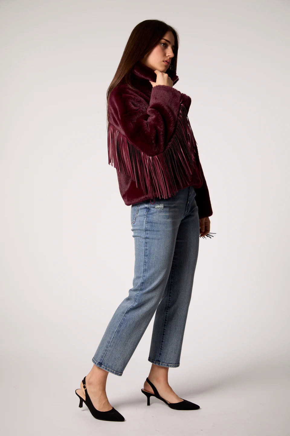 Dancing in the Moonlight Fringe Jacket – Midnight Merlot