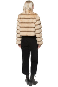 Camel Chinchilla Vegan Cropped Fur Bolero
