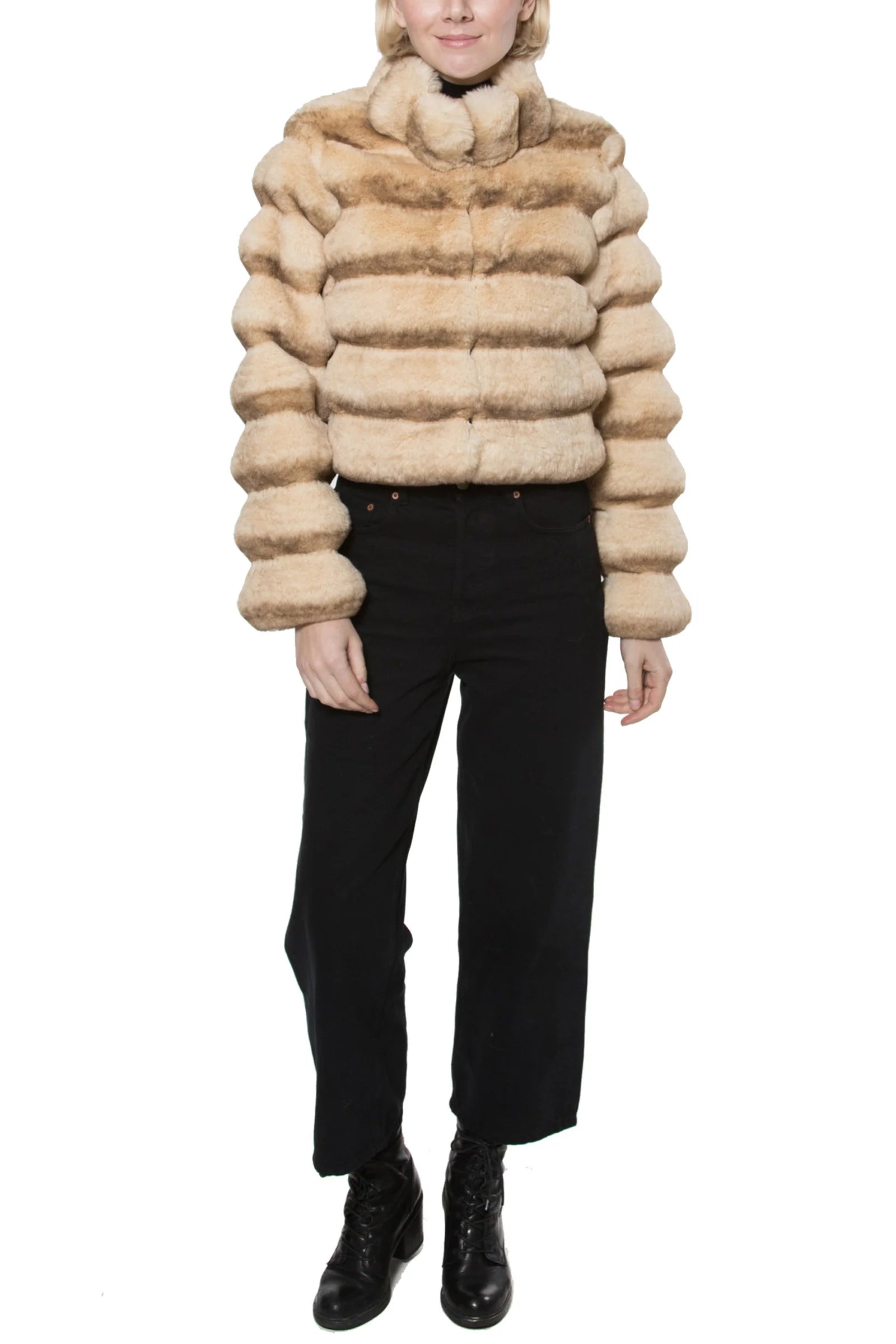 Camel Chinchilla Vegan Cropped Fur Bolero