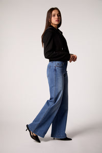 Fireside Cropped Double-Breasted Black Blazer