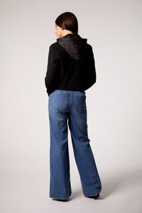 Fireside Cropped Double-Breasted Black Blazer