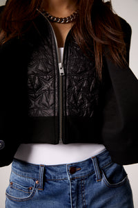 Fireside Cropped Double-Breasted Black Blazer