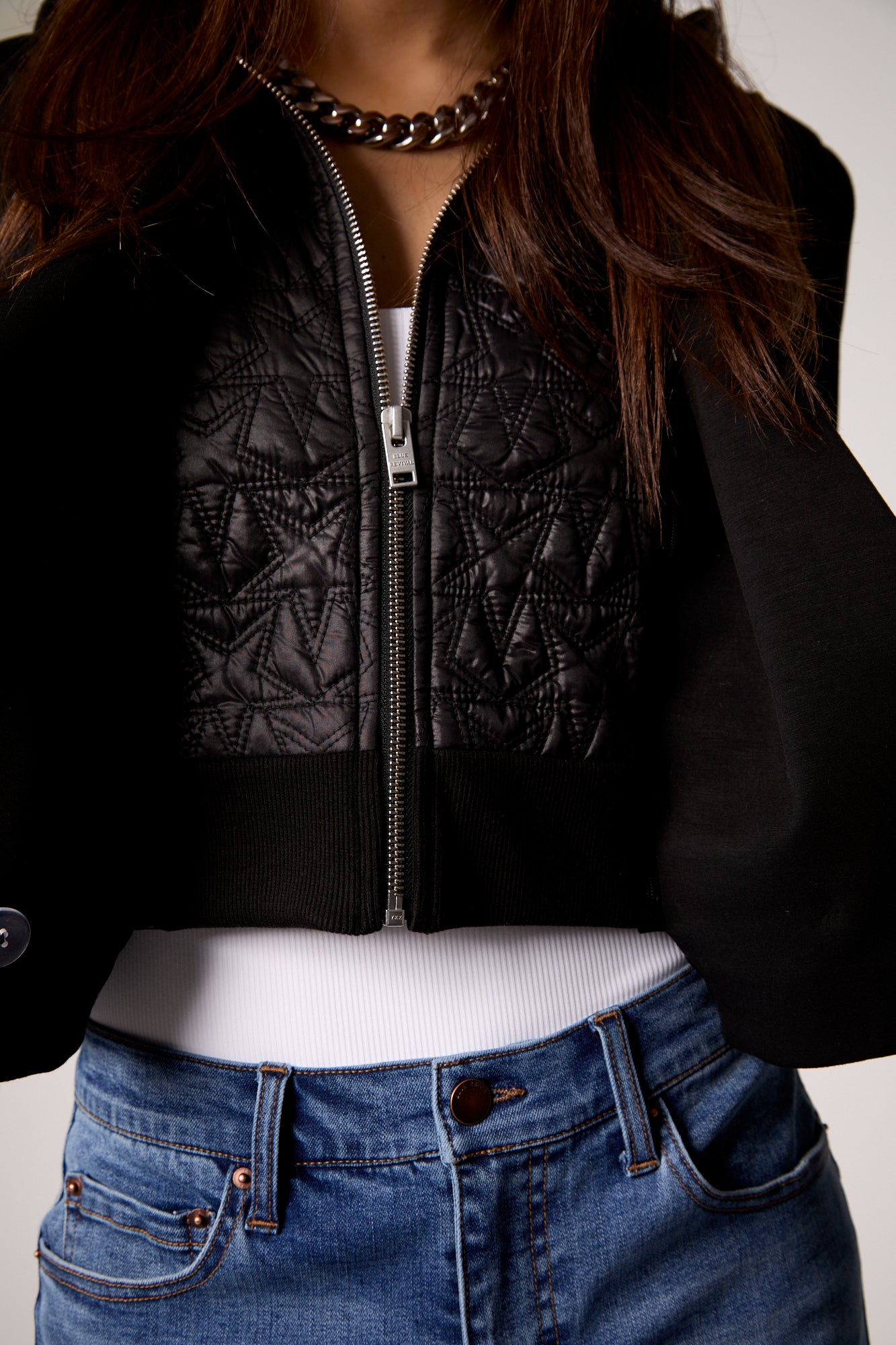 Fireside Cropped Double-Breasted Black Blazer
