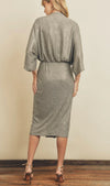 Metallic Midi Dress With Deep V-Neckline