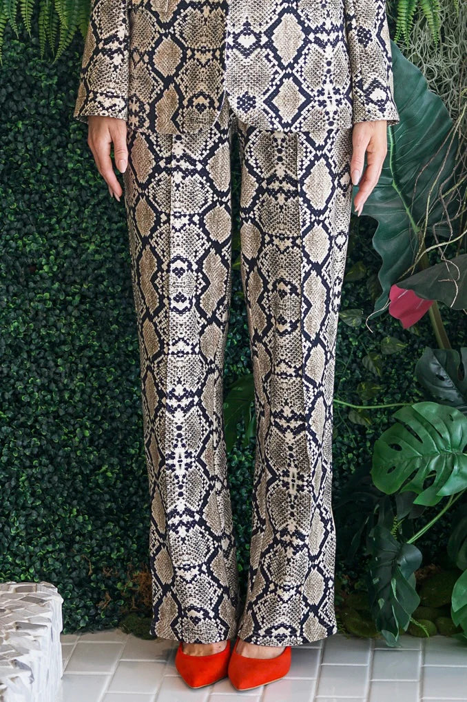 Animal Print Straight-Leg Pants
