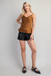 Satin Cowl Neck Cami Brown