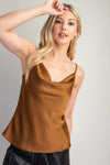 Satin Cowl Neck Cami Brown