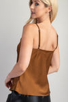 Satin Cowl Neck Cami Brown