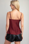 Satin Cowl Neck Cami Red