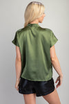 Surplice Neck Oversized Satin Top Green