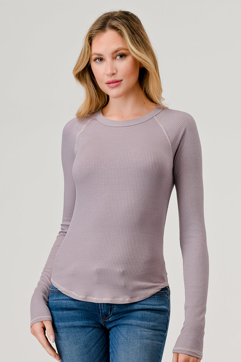LONG SLEEVE RIB RAGLAN TOP