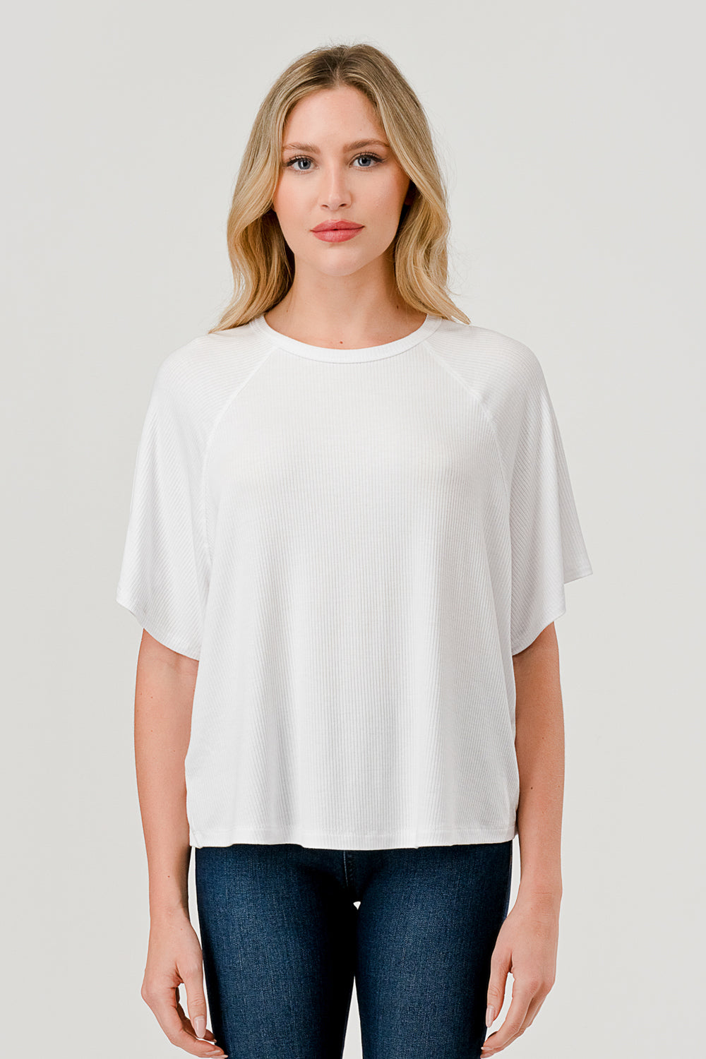 RIB SHORT SLEEVE LOOSE TOP