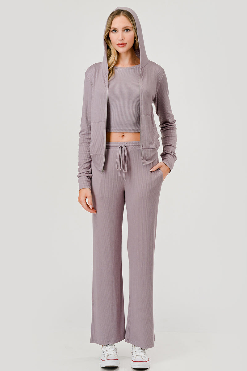 RIB PANTS WITH POCKETS LILAC