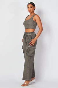 CROP TANK TOP & CARGO PANTS SET
