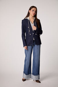 Double-Breasted Blazer with Removable Hoodie Insert