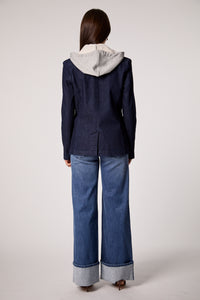 Double-Breasted Blazer with Removable Hoodie Insert