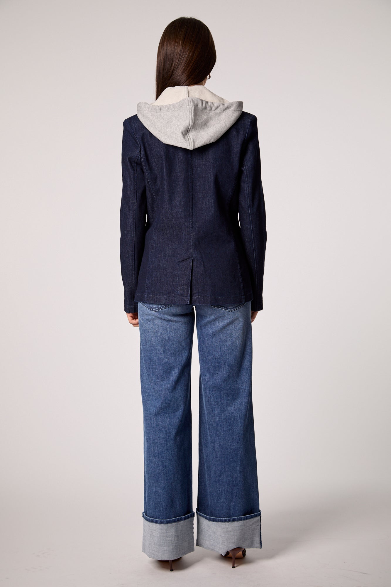 Double-Breasted Blazer with Removable Hoodie Insert