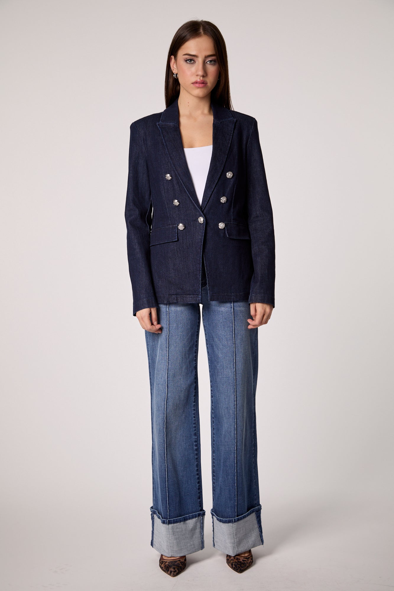 Double-Breasted Blazer with Removable Hoodie Insert