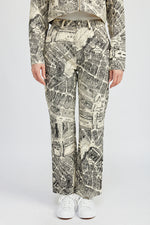 Novelty Print Pintuck Midrise Pant