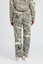 Novelty Print Pintuck Midrise Pant