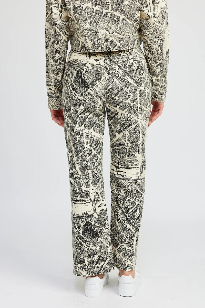 Novelty Print Pintuck Midrise Pant