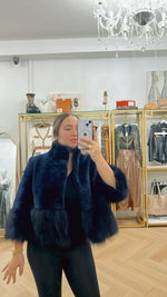 Navy Fox Fur Bolero