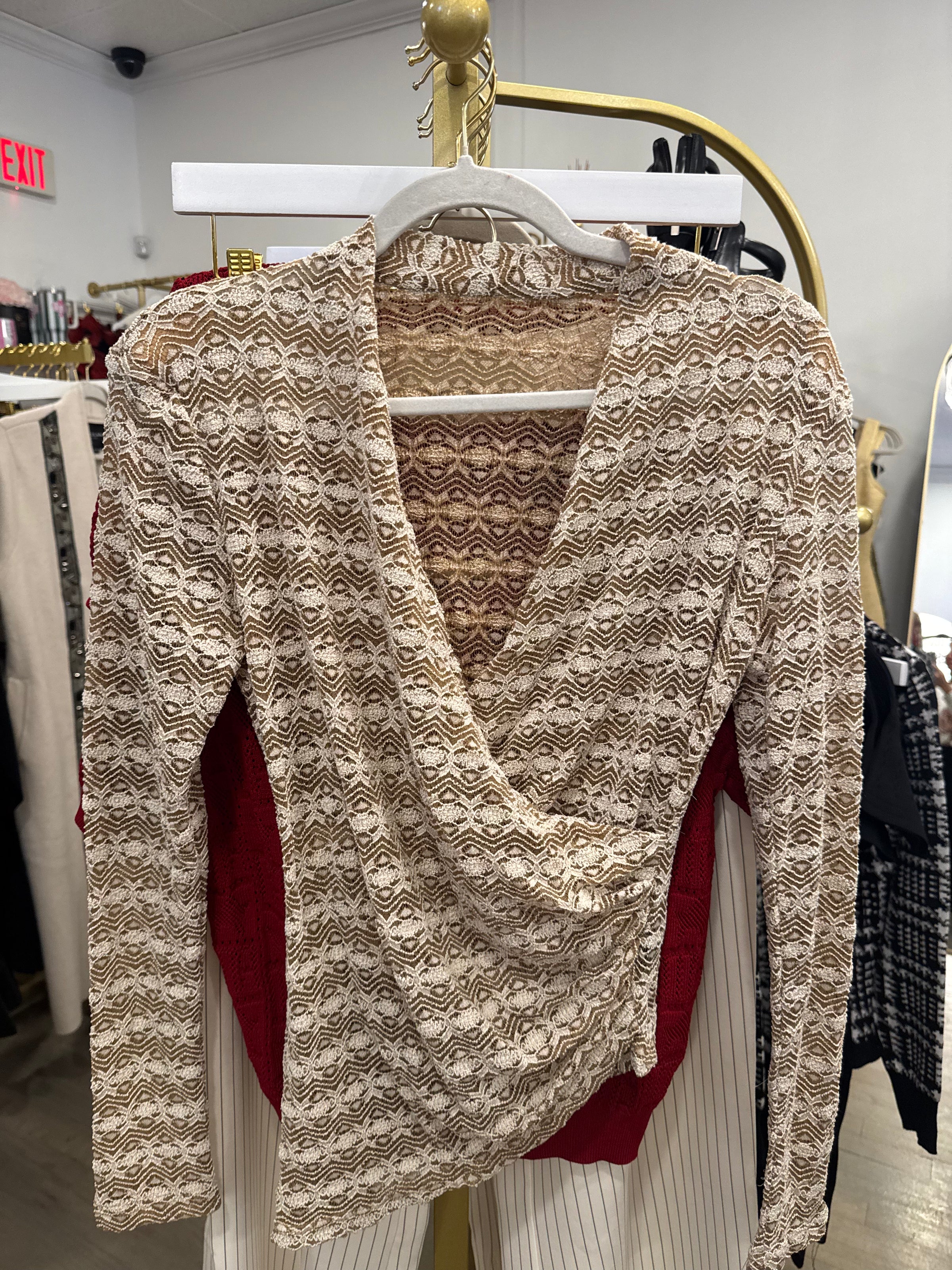 Champagne Floral Draped Top