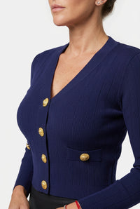 Designer Knit Cardigan with Gold Buttons