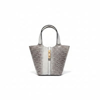 Croc Embossed Structured Top Handle Tote Bag