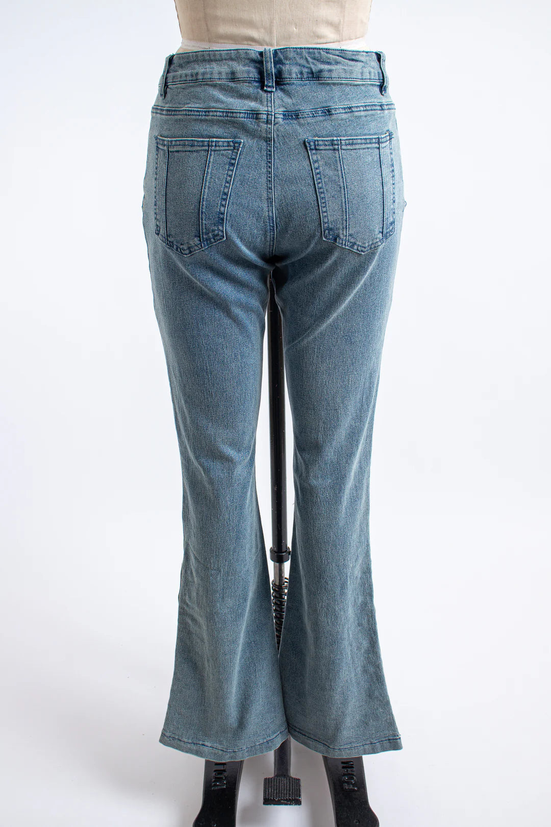 Denim Flared Pants with Side Grommet Detailing