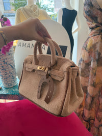 Terry Cloth Small Tote Bag Camel