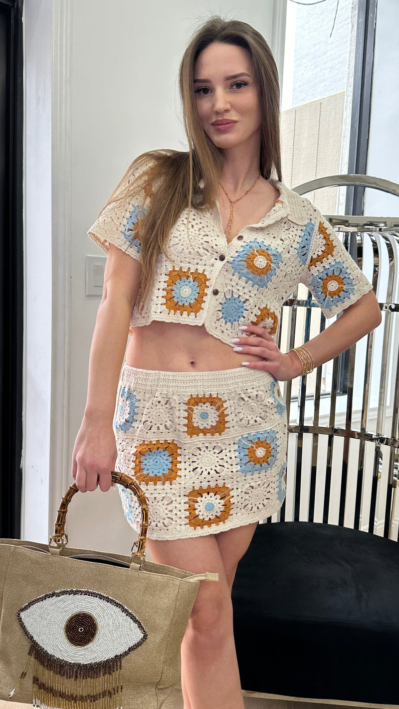 Crochet Cropped Button Up Top