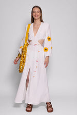 JENNA LONG DRESS WHITE & SUNFLOWERS EMBROIDERIES