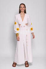 JENNA LONG DRESS WHITE & SUNFLOWERS EMBROIDERIES