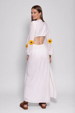 JENNA LONG DRESS WHITE & SUNFLOWERS EMBROIDERIES