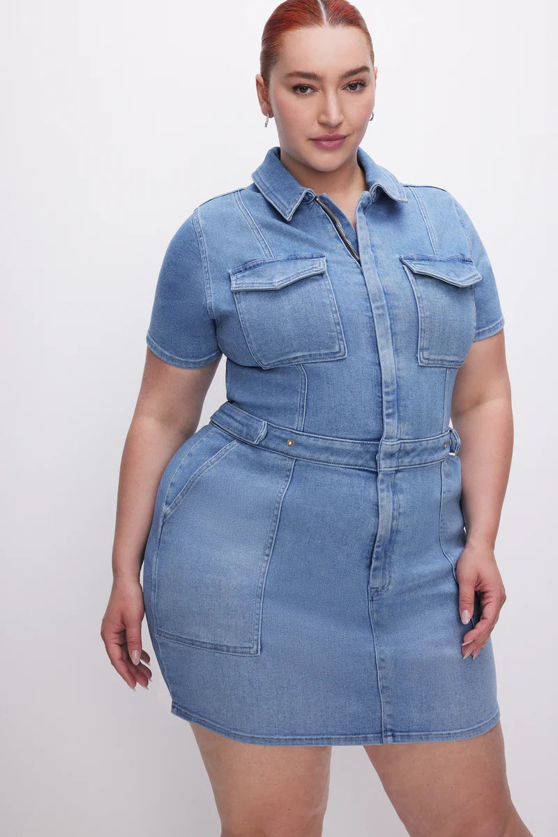 FIT FOR SUCCESS DENIM MINI DRESS – Amanda Jean NYC
