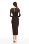 Mocha Long Sleeve Square Neck Midi Dress