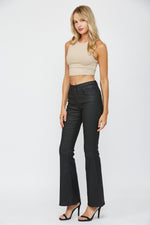 High Rise Leather Flare Pants